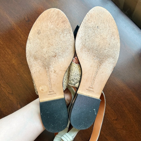 Rebecca Minkoff Serena Suede Snake Print / Neutral Color Block Wrap Sandal 8.5 - Picture 5 of 6